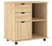 vidaXL Cabinet Roulant Marron 63,5 x 39 x 65,5 cm Bois de Pin Massif, Cabinet Mobile rectangulaire pour études, Rangement spacieux, Organisateur en Bois, mobilier Moderne, Design Polyvalent