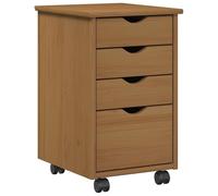 vidaXL Cabinet Roulant Moss Brun Miel 34 x 39 x 56 cm Pin Massif, Armoire de Rangement Minimaliste, Grand Meuble en pin, organisé Mobile pour Maison, Bureau intérieur, Salon