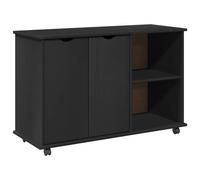 vidaXL Cabinet roulant Noir 100 x 39 x 65,5 cm Bois de Pin Massif