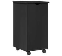 vidaXL Cabinet Roulant Noir 34 x 39 x 65,5 cm Bois de Pin Massif, Meuble à roulettes, Minimaliste et Rectangle, Parfait pour Bureau à Domicile, organise Aussi Le Salon