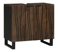 Vidaxl Cabinet Sous Évier Noyer Bois Massif, Métal Moyen Épuré