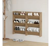 Vidaxl Cabinets À Chaussures Muraux Avec Étagère Autre 2 Pcs Chêne Artisanal