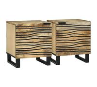 Vidaxl Cabinets De Chevet 2 Pcs 40x33.5x46 Cm Bois Massif De Manguier