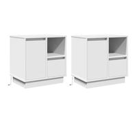 vidaXL Cabinets de Chevet avec LED 2 pcs Blanc 50x34,5x50 cm