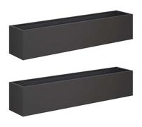 vidaXL Cache-Pot de Jardin 2 pc Noir 80 x 20 x 20 cm