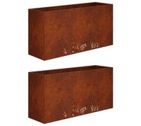 vidaXL Cache-Pot de Jardin 2 pc Rouillé 100 x 20 x 49 cm Acier patiné