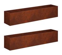 vidaXL Cache-Pot de Jardin 2 pc Rouillé 80 x 20 x 20 cm Acier patiné