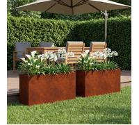 vidaXL Cache-pot de jardin 2 pc Rouillé 80 x 40 x 50 cm Acier patiné 8005721