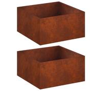 vidaXL Cache-Pot de Jardin 2 pc Rouillé 80 x 80 x 40 cm Acier patiné, Vase de Jardin Moderne, Rectangulaire, Résistant aux Intempéries, Idéal pour Fleurs et Plantes