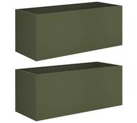 vidaXL Cache-Pot de Jardin 2 pc Vert Olive 80 x 40 x 40 cm
