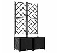 vidaXL Bac à Fleurs avec Treillis 2 pcs Noir 80 x 40 x 143 cm PP, Jardin et terrasse, bac à Fleurs Moderne, Treillis rectangulaire, Potager Vertical, déco extérieure, Accessoires Patio