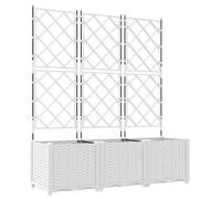 Jardinière Avec Treillis Vidaxl 3 Pcs Blanc 120x40x143 Cm