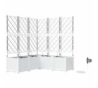 vidaXL Cache-Pot de Jardin 5 pcs Blanc Acier, Bac en Acier Moderne, déco Jardin Durable, Support à Fleurs rectangulaire, Accessoires de Balcon, Jardin Urbain