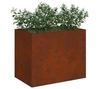 vidaXL Cache-Pot de Jardin Acier patiné 50 x 32 x 40 cm Acier patiné, Vase à Fleurs en métal Moderne, Pot Robuste, déco extérieur, Accessoires Jardin, terrasse, Style Urbain