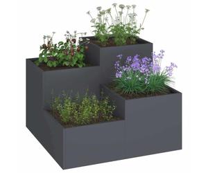 vidaXL Cache-Pot de Jardin Anthracite 100 x 100 x 60 cm Acier | La finition mate trop classe va bien avec tout type de déco, Parfaite pour le jardinage,