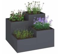 vidaXL Cache-pot de jardin 80 x 80 x 60 cm Acier Anthracite – Support de plantes robuste