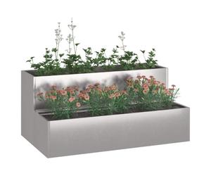 vidaXL Cache-Pot de Jardin Argent 100 x 60 x 45 cm Acier Inoxydable | L'acier inoxydable solide, c'est fait pour durer, Ça aide à drainer, idéal pour que tes plantes soient en pleine forme,