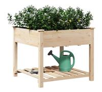 vidaXL Cache-Pot de Jardin avec étagère Beige 90 x 90 x 76,5 cm, Jardin et terrasse, bac à Fleurs en Bois pour Balcon, Patio, Porche, arrière-Cour, Plantes d'herbes et Fleurs