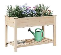 vidaXL Cache-pot de jardin avec étagère 115x59x76,5 cm Bois de sapin massif Beige pour extérieur