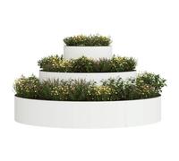 vidaXL Cache-Pot de Jardin Blanc 120 x 120 x 20 cm, Jardins et terrasses, Pot Moderne Rond, Acier pour l'extérieur, Pots en métal Robustes pour la déco