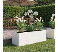 vidaXL Cache-pot de jardin Blanc 40 x 20 x 20 cm Acier laminé à froid 8005136