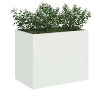 vidaXL Cache-Pot de Jardin Blanc 50 x 32 x 40 cm Acier laminé à Froid, Vase à Fleurs en métal Moderne, Pot Robuste, déco extérieur, Accessoires Jardin, terrasse, Style Urbain