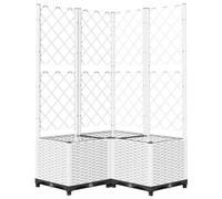 vidaXL Jardinière avec treillis – Bac à fleurs surélevé PP Blanc 80x80x136 cm
