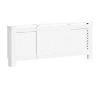 vidaXL Cache-Radiateur, Blanc, 142-205x20,5x81,5 cm, MDF, Longueur Ajustable, Couverture avec Lames Croisées, Étagère Radiateur, Meuble Chauffage Intérieur