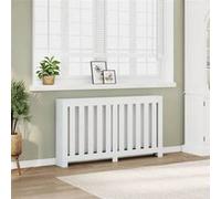 vidaXL Cache-radiateur blanc 149x20x82 cm bois d'ingénierie, bouchon de radiateur, cache-radiateur haut, radiateur à profil réduit