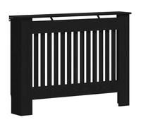 vidaXL Cache-radiateur Chêne Noir 112×19×81,5 cm Bois d'ingénierie, lattes verticales, sécurité enfant