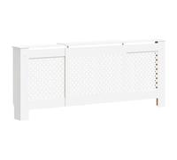 vidaXL Cache-radiateur MDF 205 cm – Blanc, lames croisées, étagère