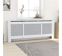 vidaXL Cache-radiateur MDF 205 cm – Blanc, lames croisées, étagère