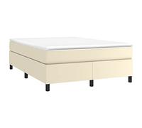 vidaXL Cadre à sommier tapissier en Cuir synthétique crème 140 x 200 cm, lit, Meuble de Couchage, sommier tapissier, Cadre de lit, lit Double, sommier tapissier, Lits
