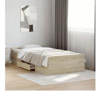 vidaXL Cadre chêne sonoma avec tiroirs sans matelas rangement pratique imitation bois pour petite chambre enfant sous combles