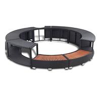 vidaXL Cadre de Bain à Remous, Cadre de Spa Résistance aux Intempéries, Enceinte de Spa, Marche d'Entrée de Spa, Noir Résine Tressée