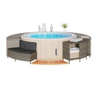 vidaXL Cadre de bain à remous 365613 gris, résine tressée, bois massif d'acacia