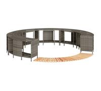 vidaXL Cadre de bain à remous gris résine tressée bois massif d'acacia, cadre de spa, enceinte de spa de nage, entourage de 3270650