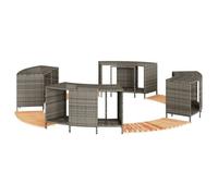 vidaXL Cadre de bain à remous gris résine tressée bois massif d'acacia, cadre de spa, enceinte de spa de nage, entourage de 3270652