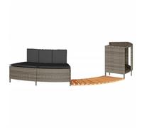 vidaXL Cadre de Bain à remous Gris résine tressée Bois Massif d'acacia, Enceinte de Bain à remous, Enceinte de Spa, Enceinte de Bain à remous extérieur