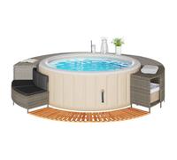 vidaXL Cadre de bain à remous 365615 – Gris, résine tressée, bois massif d'acacia, extérieur