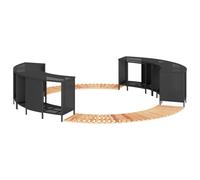 vidaXL Cadre de bain à remous noir résine tressée bois massif d'acacia