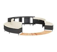 vidaXL Cadre de bain à remous noir résine tressée bois massif d'acacia