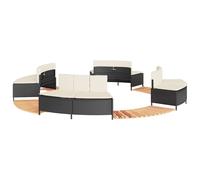 vidaXL Cadre de bain à remous noir résine tressée bois massif d'acacia