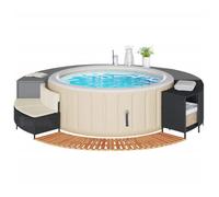 vidaXL Cadre de bain à remous noir résine tressée bois massif d'acacia, enceinte de bain à remous, enceinte de spa, enceinte 365614