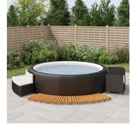 vidaXL Cadre de bain à remous noir résine tressée bois massif d'acacia, enceinte de spa de nage, entourage de spa en résine 362259