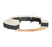 vidaXL Cadre de bain à remous noir résine tressée bois massif d'acacia, enceinte de spa, enceinte de spa de nage, habillage 3270636