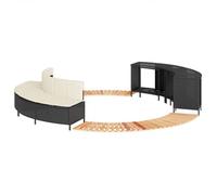 vidaXL Cadre de bain à remous noir résine tressée bois massif d'acacia, enceinte de spa, enceinte de spa de nage, habillage 3270644