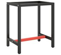 vidaXL Cadre de Banc de Travail Cadre d'Etabli Base de Table de Travail Support de Banc de Travail Noir et Rouge Mat 70x50x79 cm Métal