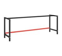 vidaXL Cadre de banc de travail Noir et rouge mat 220x57x79 cm M¿¿tal