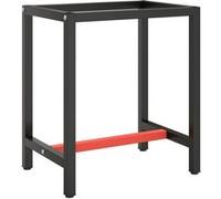 Vidaxl Cadre De Banc De Travail Noir Et Rouge Mat 70x50x79 Cm Métal Multicolore
